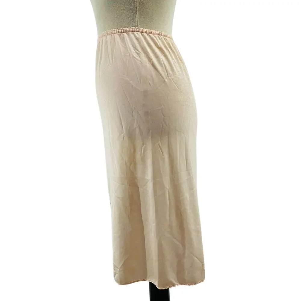 Vintage Bali Half Slip Peach Nylon Lace Slit Size Small